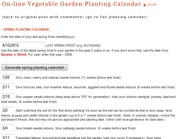 When to Start Seeds: On-line Vegetable Garden Planting Calendar