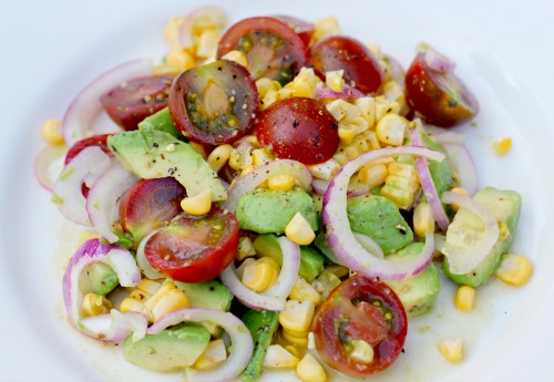 Easy Salad Recipes – Heirloom Tomato, Corn, and Avocado Salad