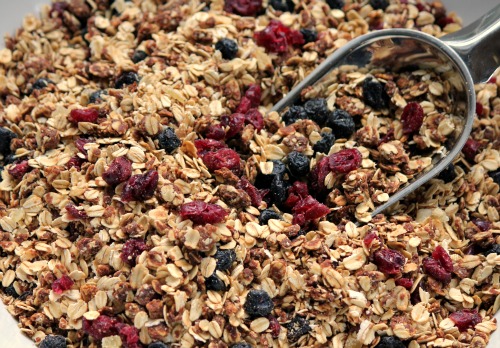 Homemade Granola with Blueberries, Cranberries and Ginger