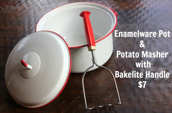 One Man’s Trash is Another Man’s Treasure – Red and White Enamelware + Vintage Berry Press