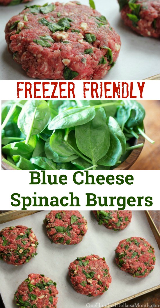 Freezer Meal – Gourmet Spinach Blue Cheese Burgers
