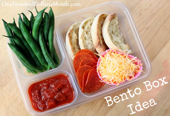 Bento Box Idea – English Muffin Pizzas with Pepperoni Slices and Cheese