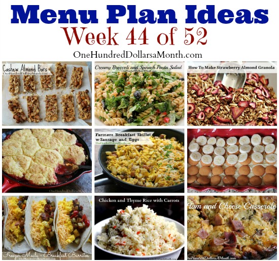 Weekly Meal Plan – Menu Plan Ideas Week 44 of 52