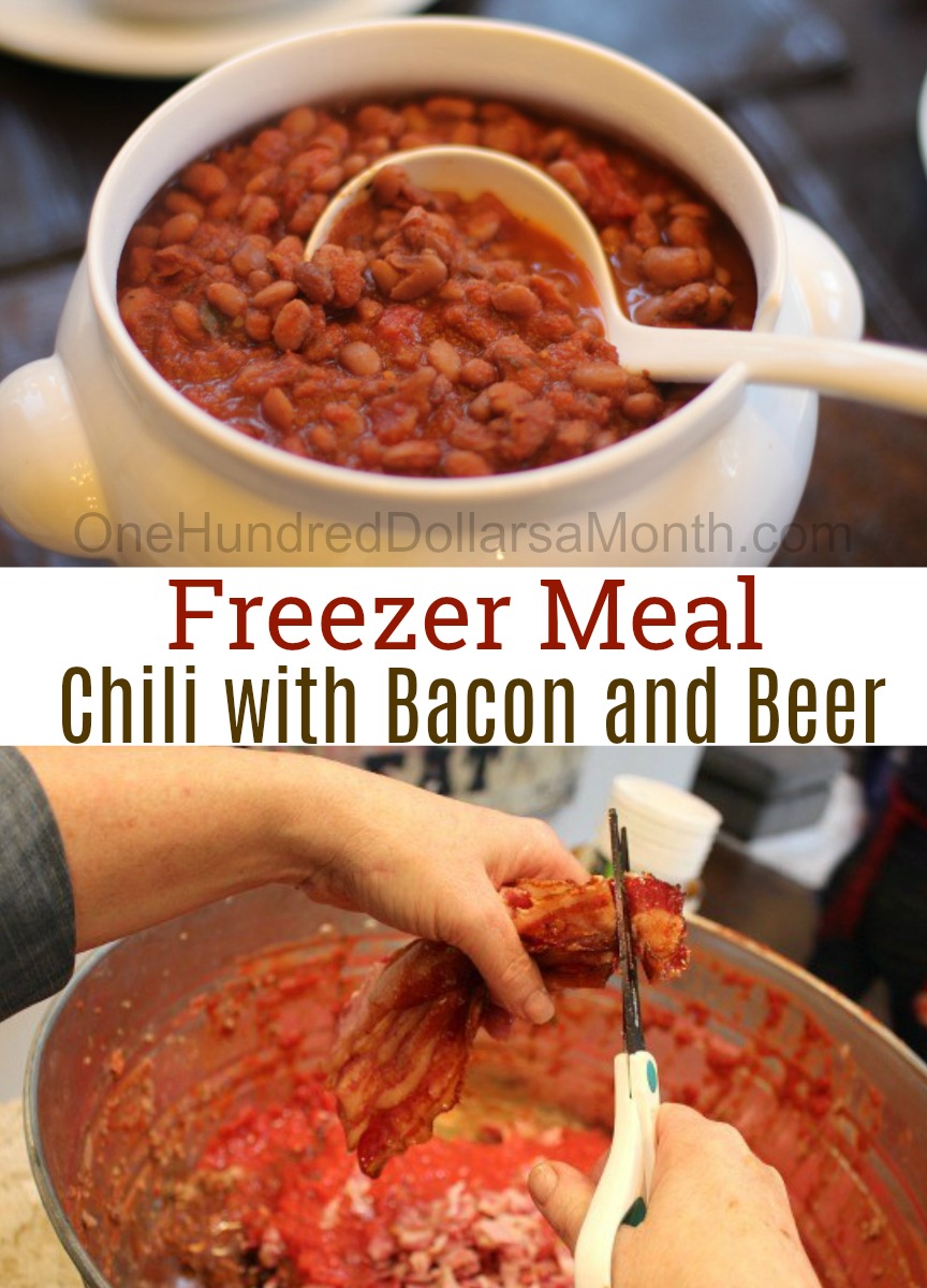 Freezer Meal Chili Con Carne with Bacon and Beer
