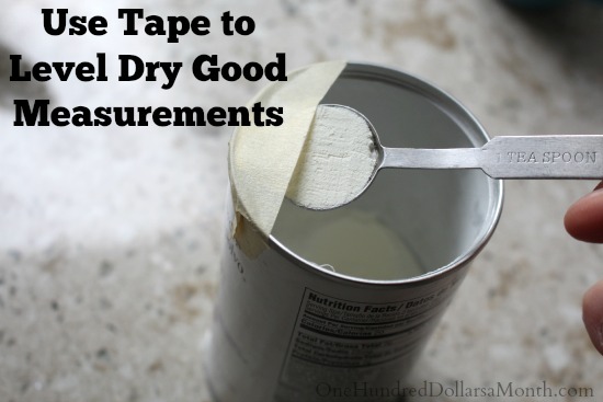 Easy Kitchen Tip – Use Tape to Level Dry Good Measurements