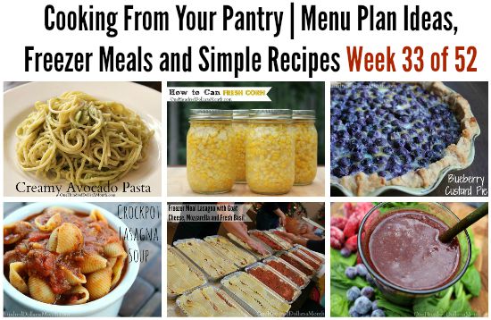 Cooking From Your Pantry | Menu Plan Ideas, Freezer Meals and Simple Recipes Week 33 of 52