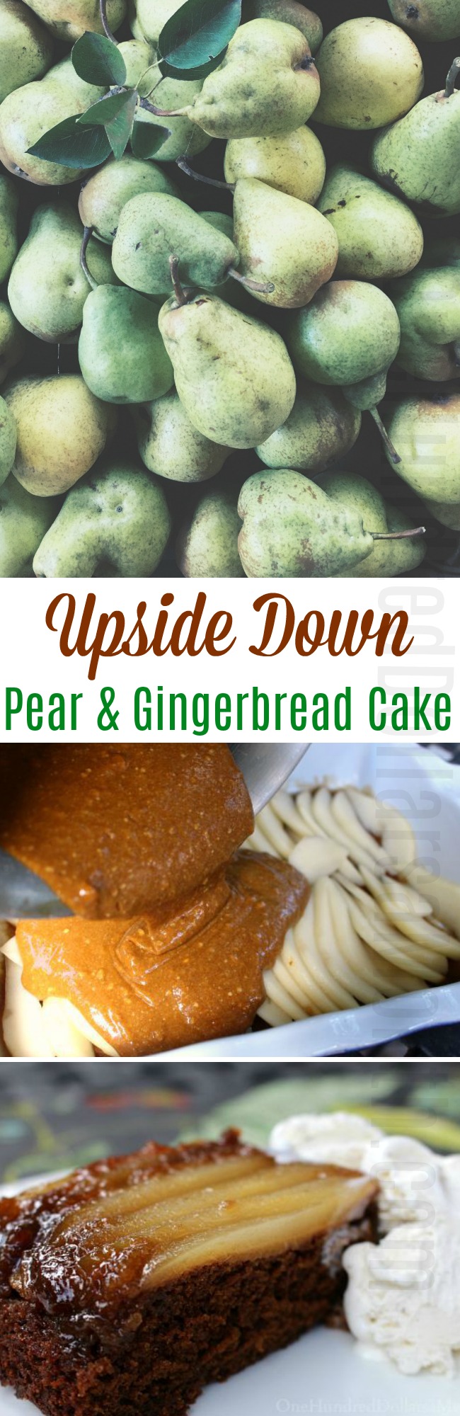 Upside Down Pear-Gingerbread Cake