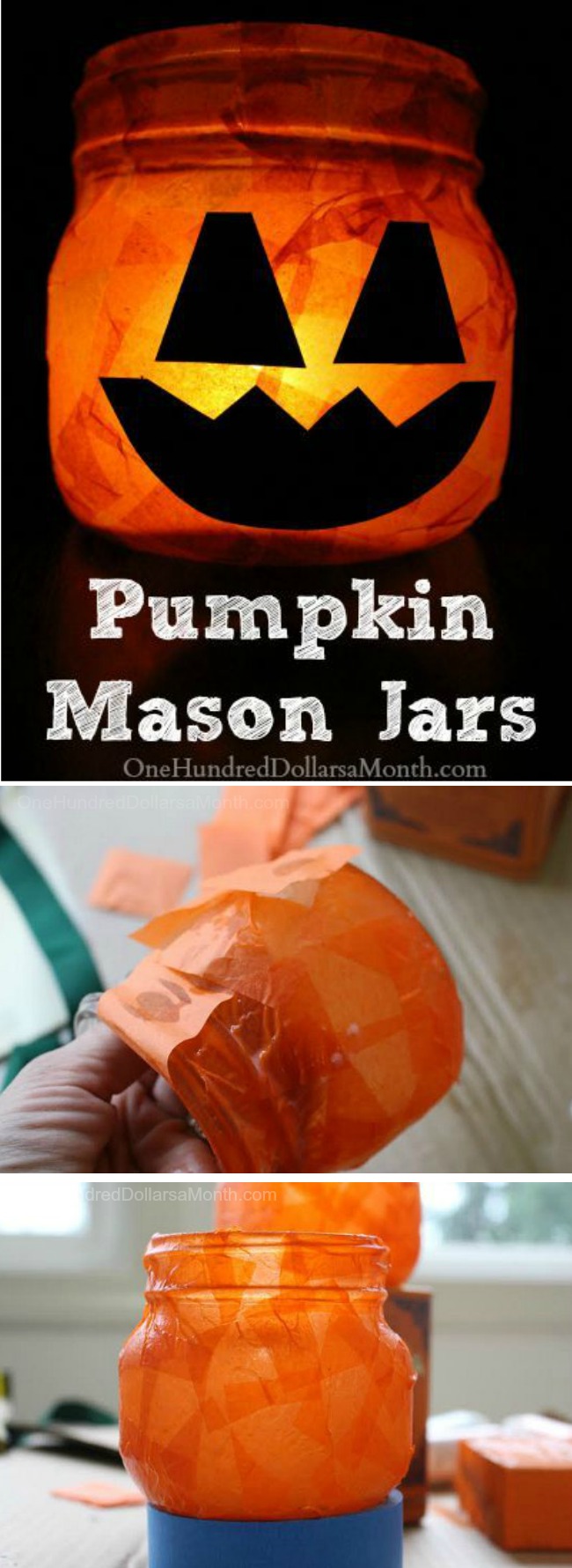 Halloween Craft – Pumpkin Mason Jars