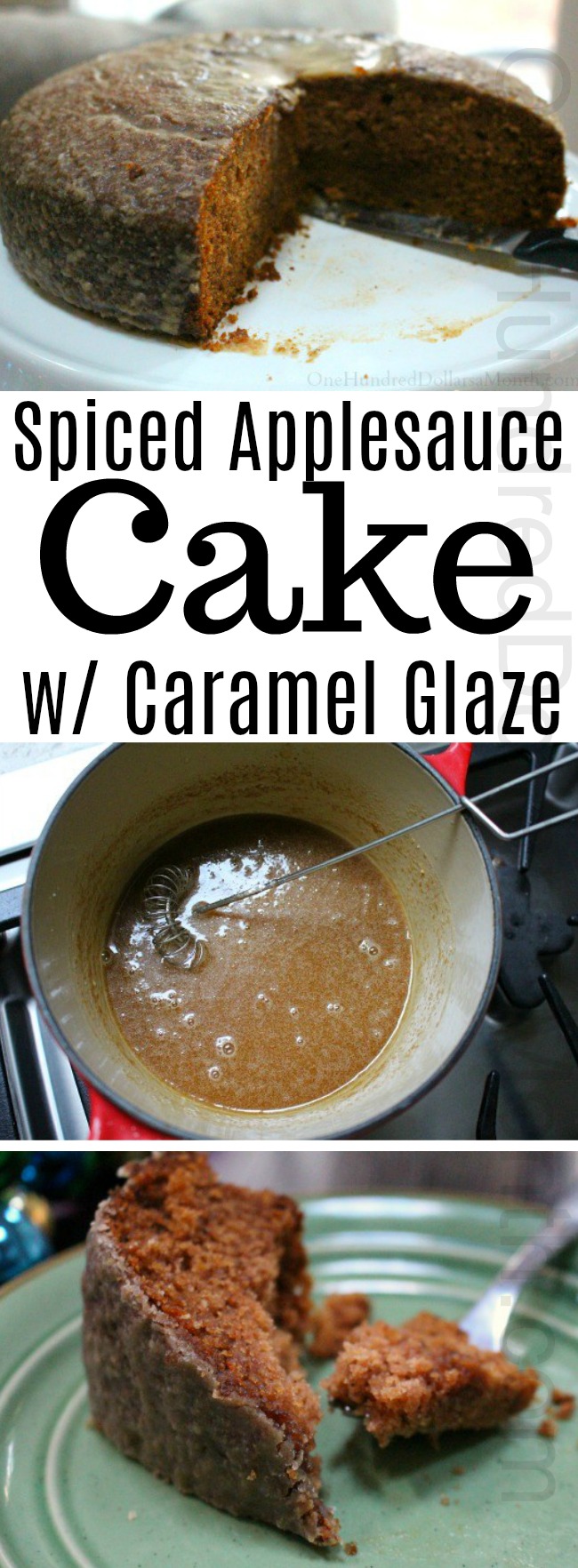 Spiced Applesauce Cake w/ Caramel Glaze