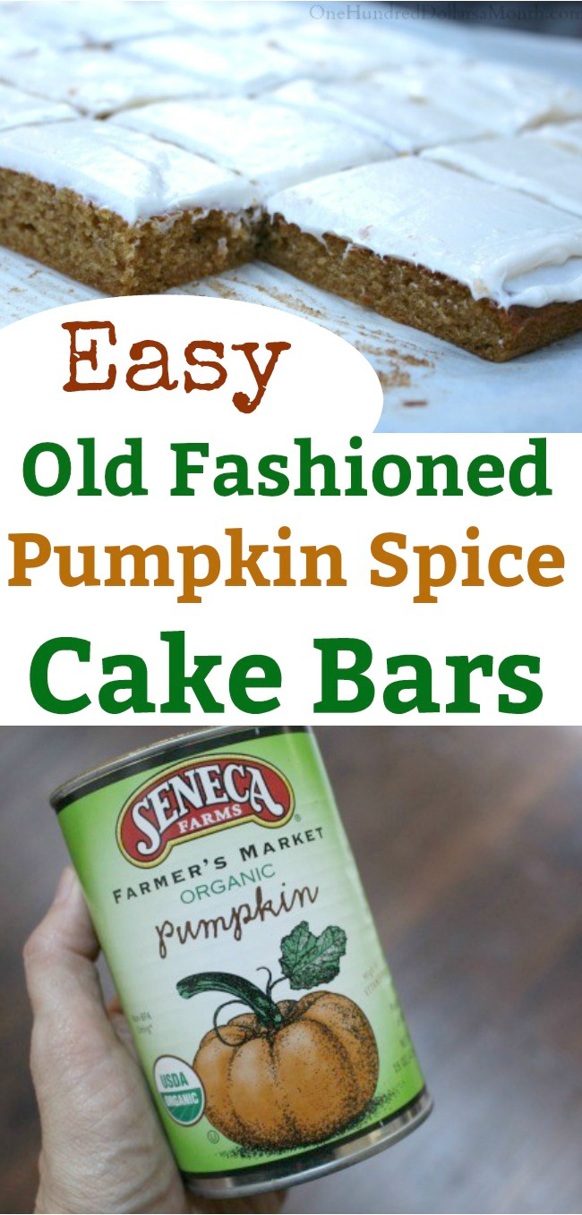 Old Fashioned Pumpkin Spice Cake Bars